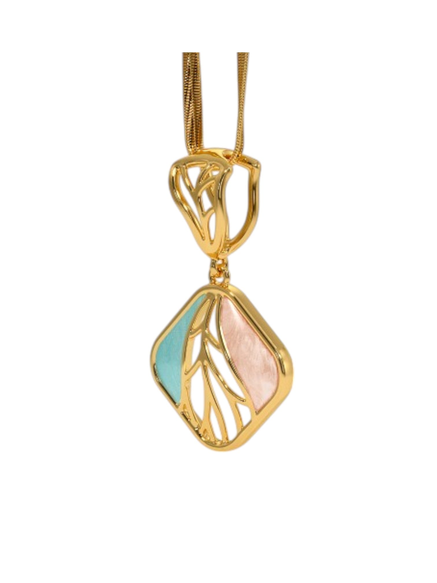 925 Sterling Silver Elegant Design CZ Stones Gold Plated Pendant With Chain For Women By Kesardeep